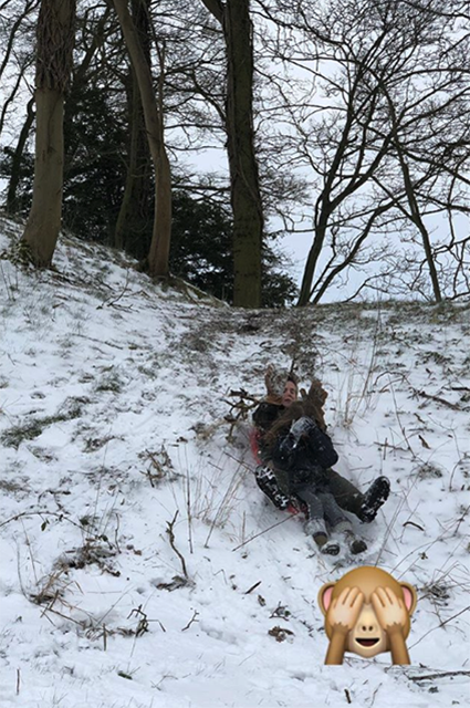 Харпер и Круз Бекхэм катаются на санях