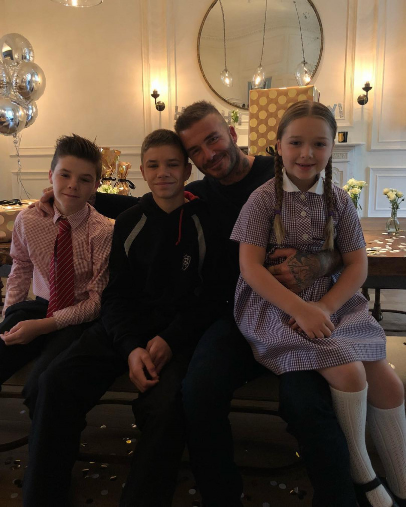 Дэвид Бекхем с детьми