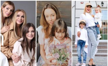 Ольга Сумская, Екатерина Кухар и Лилия Ребрик с дочками