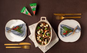 запечені печериці з сиром Dorblu