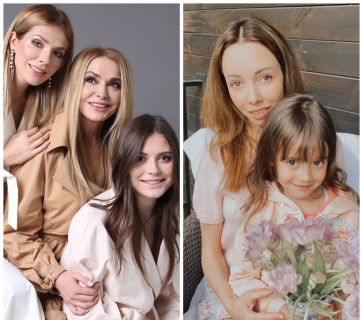 Ольга Сумская, Екатерина Кухар и Лилия Ребрик с дочками