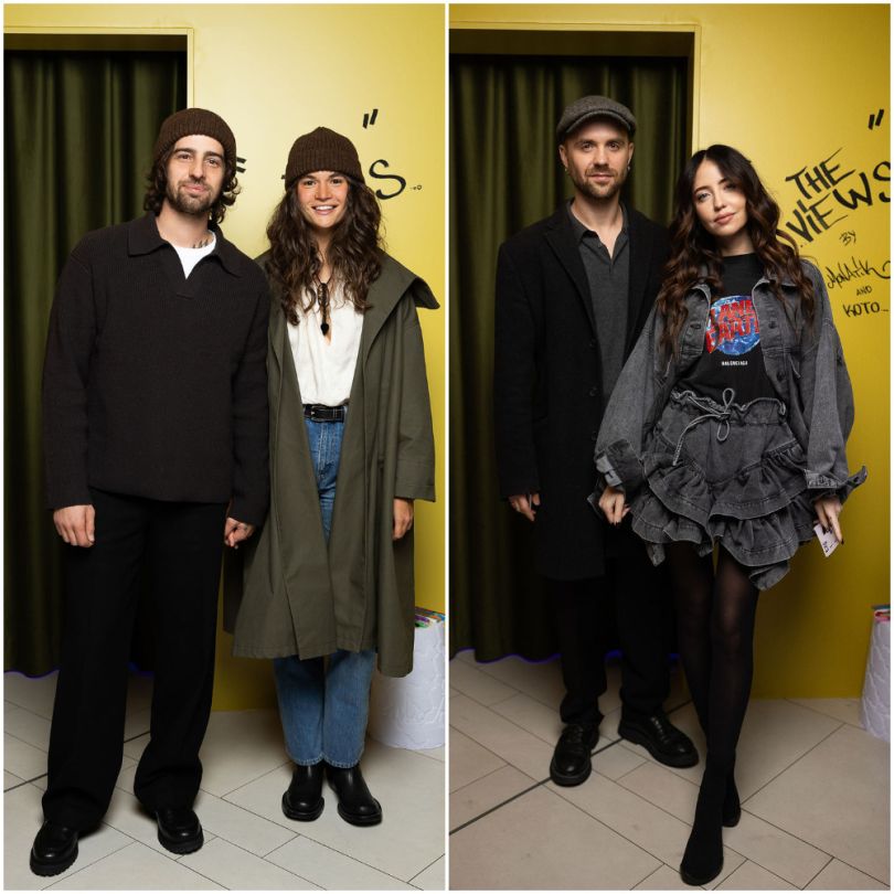 Надя Дорофєєва і Міша Кацурін, а також Володимир Дантес і Даша Кацуріна на виставці Дмитра Монатіка