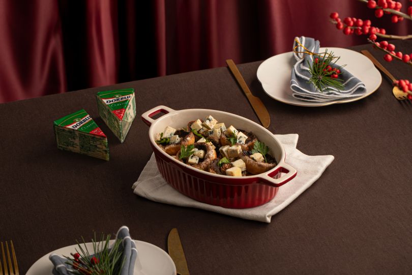 запечені печериці з сиром Dorblu