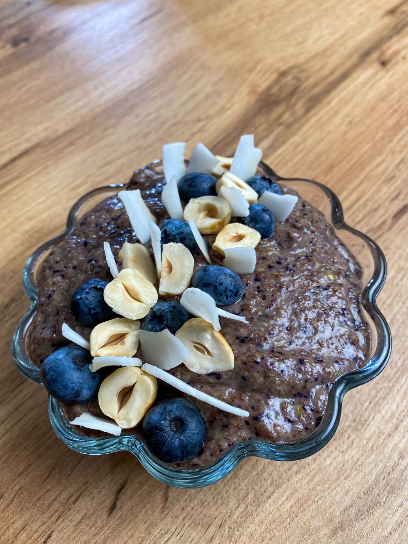 пудинг з льоном і лохиною, рецепт